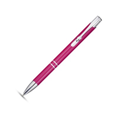 Купить Алюминиевая шариковая кнопочная ручка Moneta, синие чернила, розовый с нанесением