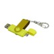 Купить Флешка с поворотным механизмом, c дополнительным разъемом Micro USB, 64 Гб, желтый с нанесением логотипа