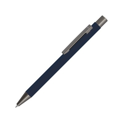 Купить Ручка шариковая UMA STRAIGHT GUM soft-touch, с зеркальной гравировкой, темно синий с нанесением