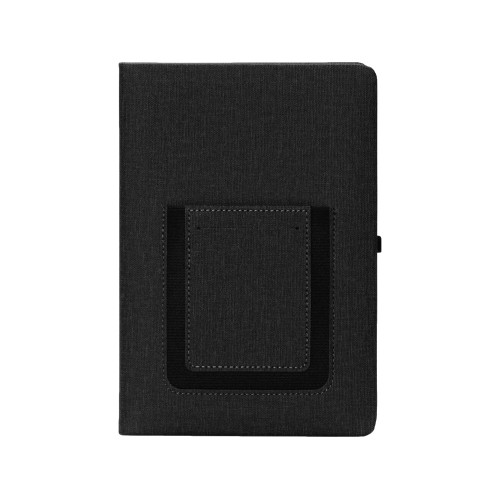 Купить Блокнот Pocket 140*205 мм с карманом для телефона, черный с нанесением логотипа Купить Блокнот Pocket 140*205 мм с карманом для телефона, черный с нанесением логотипа
