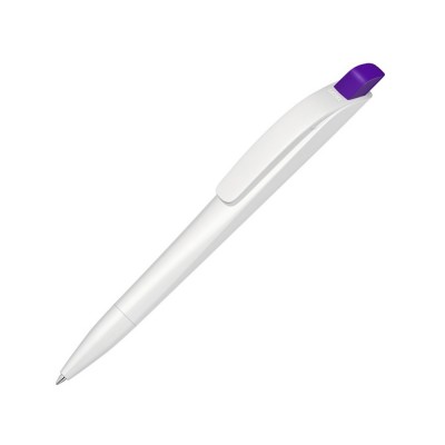 Купить Ручка шариковая пластиковая Stream, белый/фиолетовый с нанесением