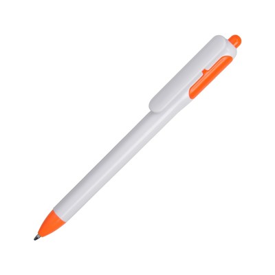 Купить Ручка шариковая с белым корпусом и цветными вставками, белый/оранжевый с нанесением