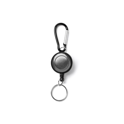 Купить Брелок для ключей DOKI с карабином и выдвижным кольцом, черный с нанесением логотипа