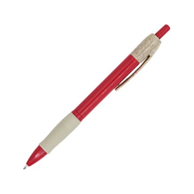 Купить Ручка шариковая HANA из пшеничного волокна, бежевый/красный с нанесением логотипа