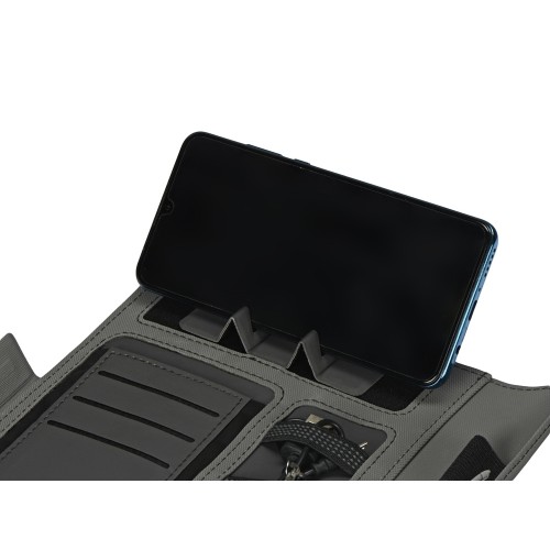 Купить Органайзер с беспроводной зарядкой 5000 mAh Powernote, темно-серый (P) с нанесением логотипа