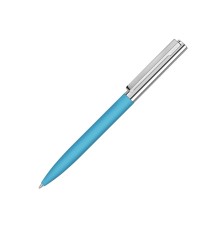 Ручка металлическая шариковая Bright GUM soft-touch с зеркальной гравировкой, голубой