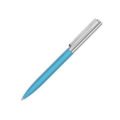Купить Ручка металлическая шариковая Bright GUM soft-touch с зеркальной гравировкой, голубой с нанесением логотипа