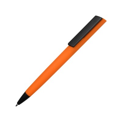 Купить Ручка пластиковая soft-touch шариковая Taper, оранжевый/черный с нанесением