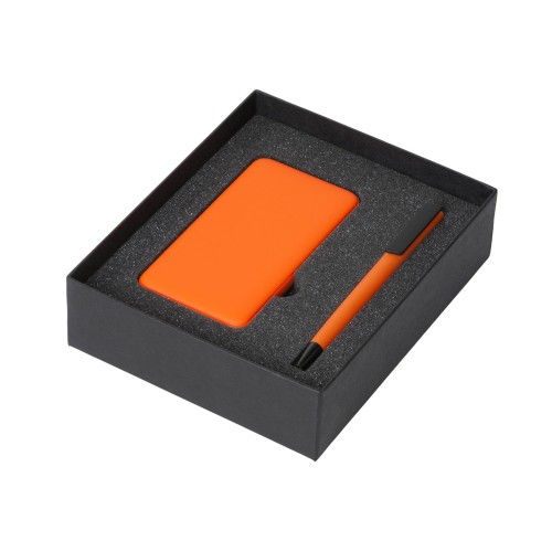 Купить Подарочный набор c пластиковой ручкой, повербанком С2, 10000 mAh, оранжевый с нанесением логотипа