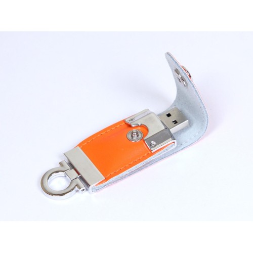 Купить USB-флешка на 64 ГБ в виде брелка, оранжевый с нанесением логотипа