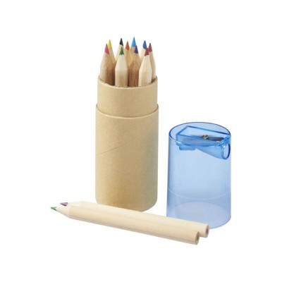 Купить Набор карандашей Cartoon 12 единиц, натуральный/голубой с нанесением логотипа