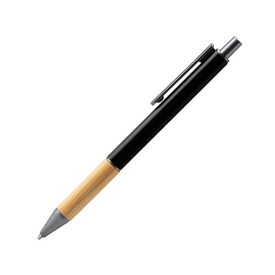 Купить Ручка шариковая PENTA металлическая с бамбуковой вставкой, черный с нанесением логотипа