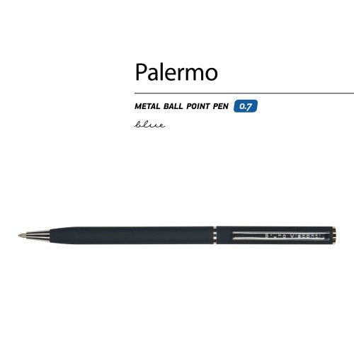 Купить Ручка Palermo шариковая автоматическая, сине-черный металлический корпус, 0,7 мм, синяя с нанесением логотипа Купить Ручка Palermo шариковая автоматическая, сине-черный металлический корпус, 0,7 мм, синяя с нанесением логотипа