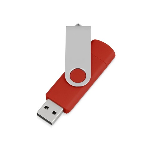 Купить USB/micro USB-флешка 2.0 на 16 Гб Квебек OTG, красный с нанесением логотипа