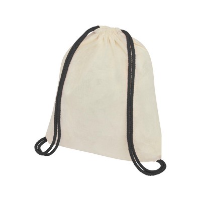 Рюкзак со шнурком Oregon, имеет цветные веревки, изготовлен из хлопка 100 г/м2, бежевый/черный