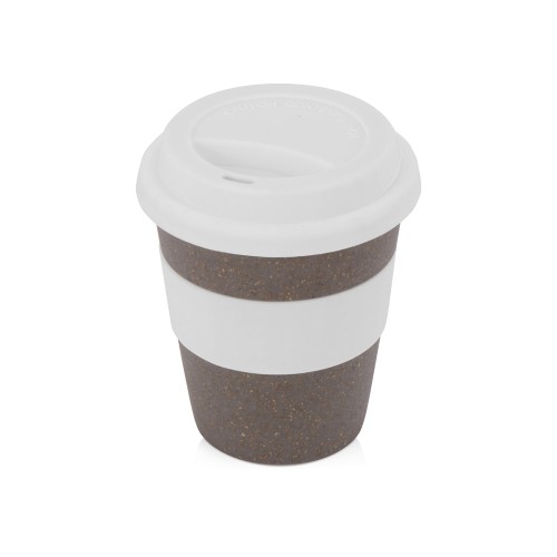 Купить Стакан с силиконовой крышкой Cafe, белый с нанесением логотипа