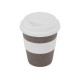 Купить Стакан с силиконовой крышкой Cafe, белый с нанесением логотипа