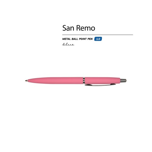 Купить Ручка металлическая шариковая San Remo, софт-тач, 1.0 мм, коралловый с нанесением логотипа