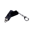 Купить USB-флешка на 64 ГБ 3 в 1 поворотный механизм, c двумя дополнительными разъемами MicroUSB и TypeC C с одноцветным металлическим клипом, черный с нанесением логотипа