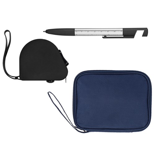 Купить Подарочный набор с ручкой и рулеткой, черный/серебристый с нанесением логотипа