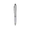 Купить Ручка-стилус шариковая Nash, серебристый/белый с нанесением логотипа