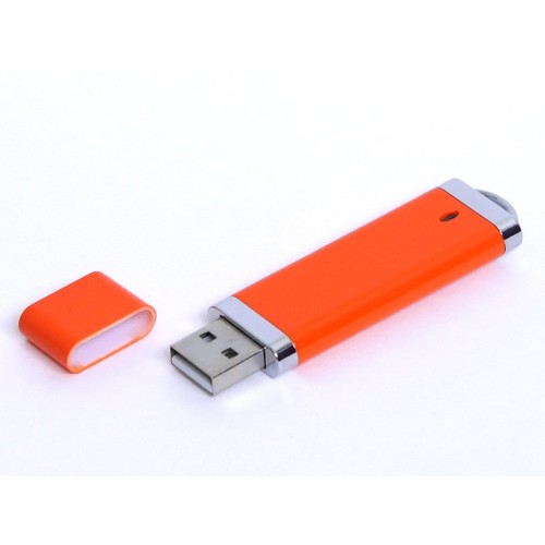 Купить USB-флешка промо на 128 Гб прямоугольной классической формы, оранжевый с нанесением логотипа