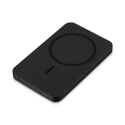 Купить Магнитный беспроводной внешний аккумулятор Razor, 5000 mAh, металл, черный с нанесением логотипа