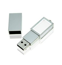 Флешка ST014 (серебро) с чипом 16 гб с зеленой подсветкой