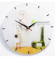Стеклянные часы с логотипом D 280 мм
